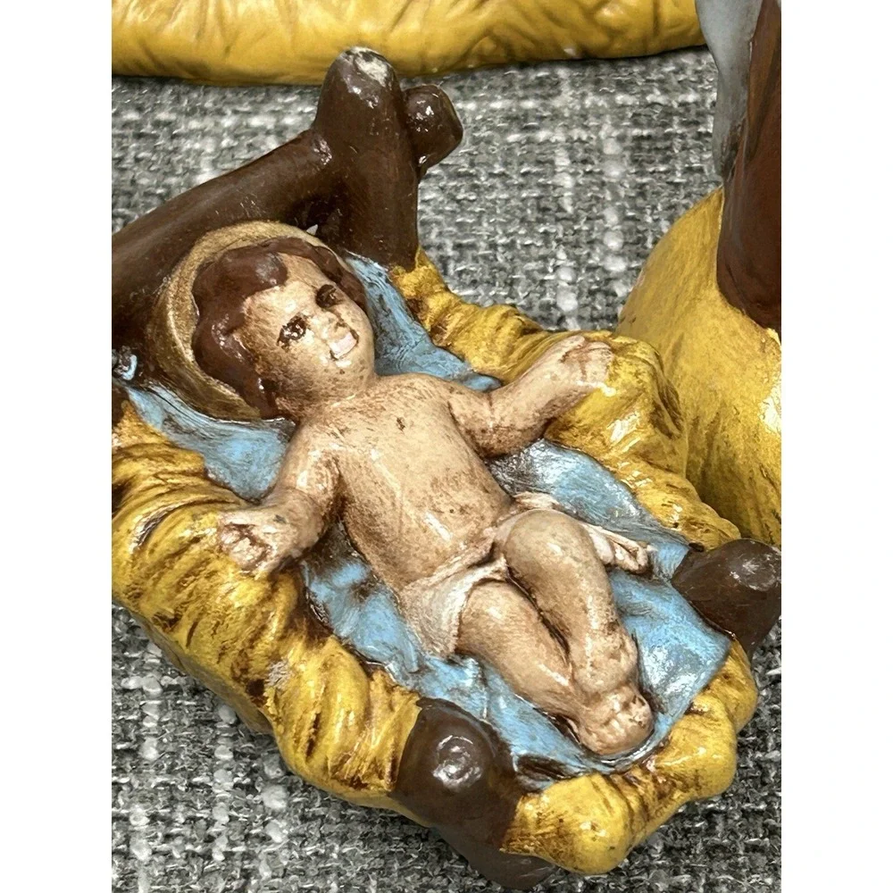Vintage Nativity Set Atlantic Mold 13 Pc Hand Painted Ceramic Christmas Figurine